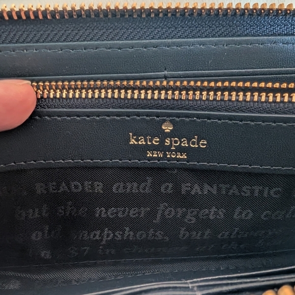 Kate Spade Blue Pink Sparkle Striped Large Zip Wallet Storybook Lining! *NWT* - Picture 8 of 8